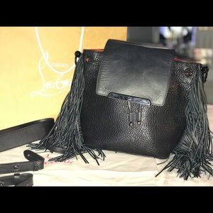 Christian Louboutin Pebbled Fringe Lucky backback